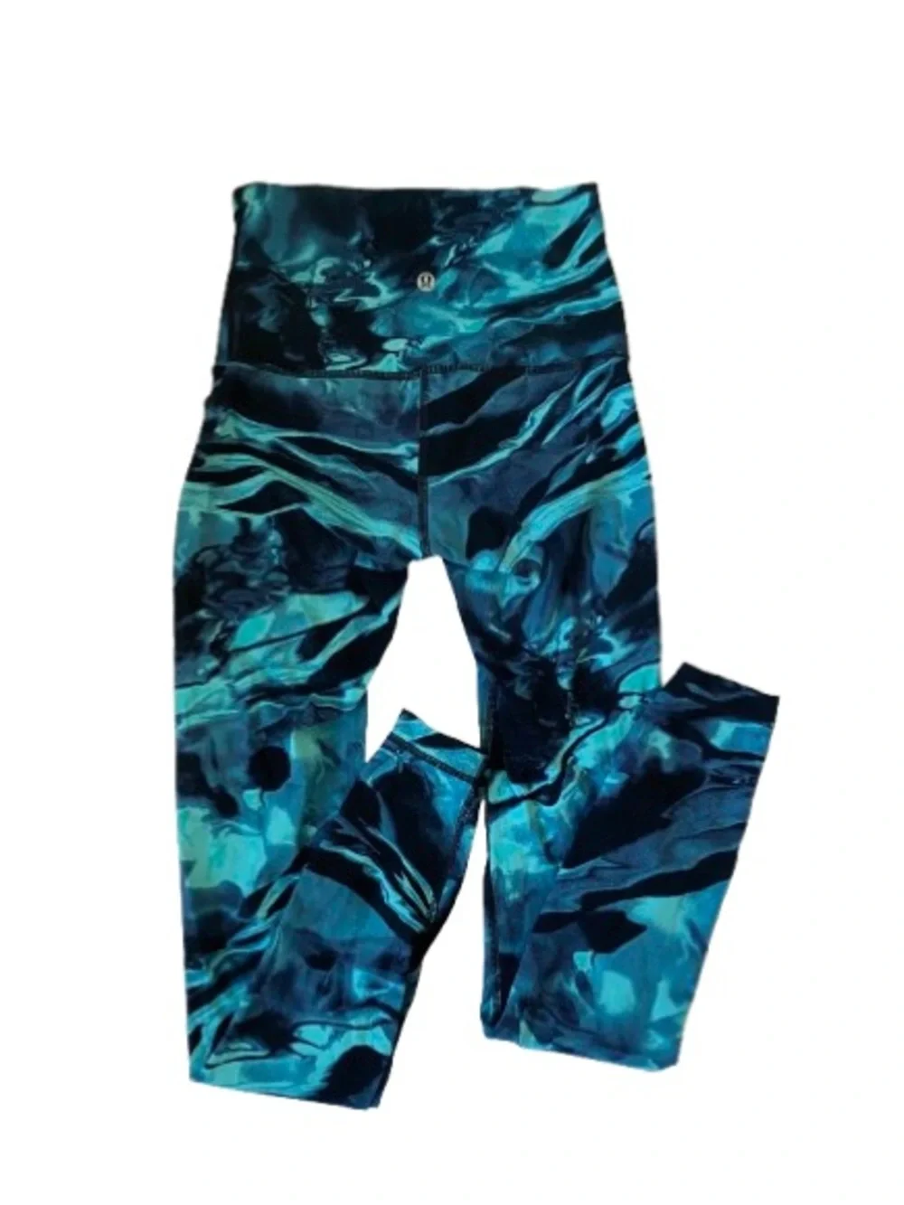 Lululemon Teal & Navy Marble Workout Leggings - Size 4 - Picture 2 of 7